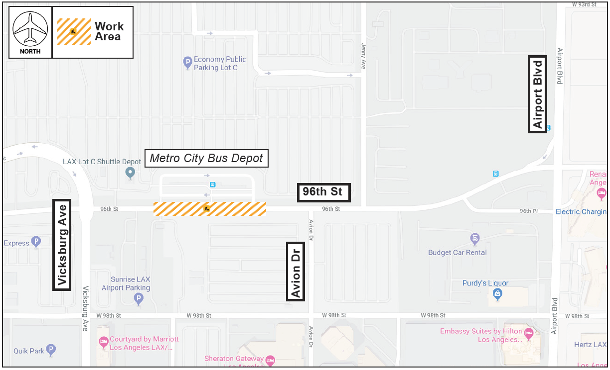 Overnight Single Lane Closures on 96th Street between Avion Drive and Vicksburg Avenue