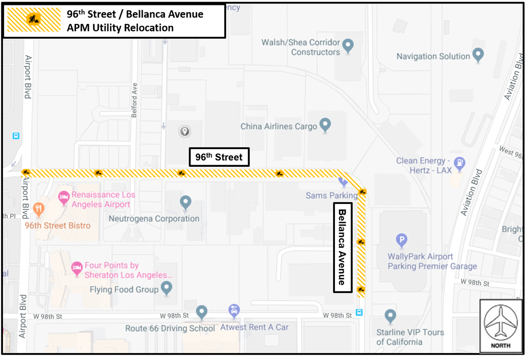 LANE CLOSURES ON 96th Street Map