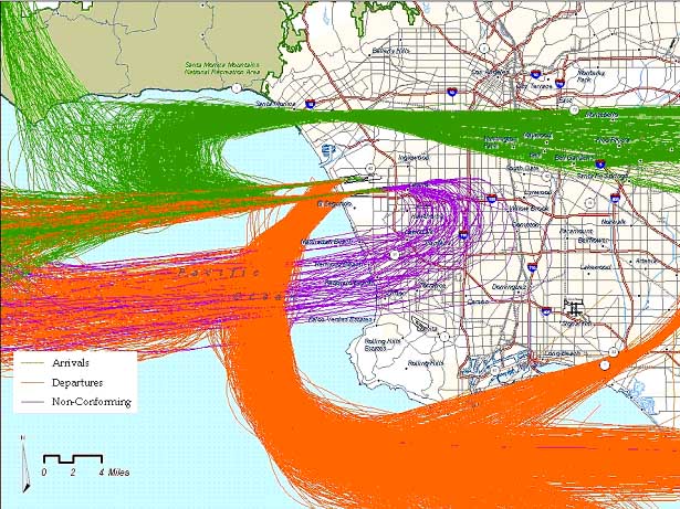 Sample of radar tracks superimposed - LAX Part 161 Project