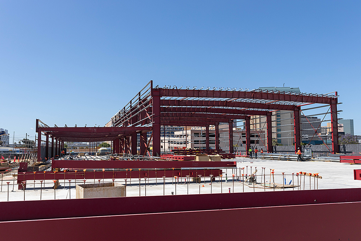 The Maintenance and Storage Facility takes shape as structural steel work continues.